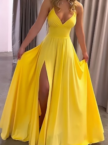 VESTIDO ELEGANTE AMARILLO - frente