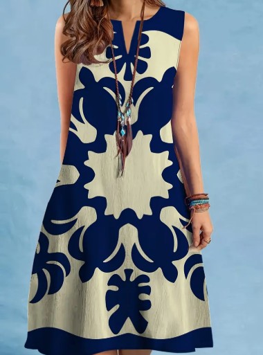 Vestido sin mangas con cuello en V - frente