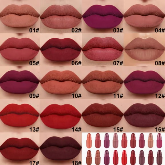 Juego de 18 mini lápices labiales en cápsula - frente