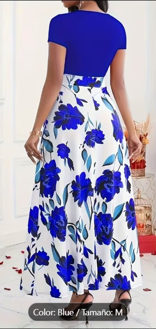VESTIDO AZUL FLORAL - reverso