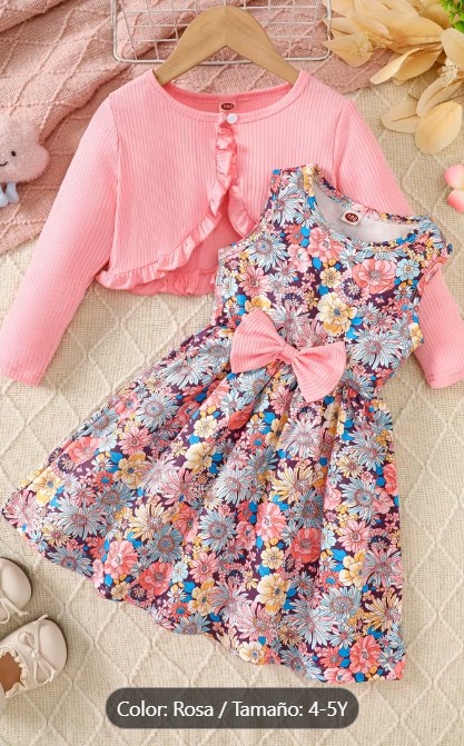 2 Piezas Conjunto de Vestido para Niñas - reverso