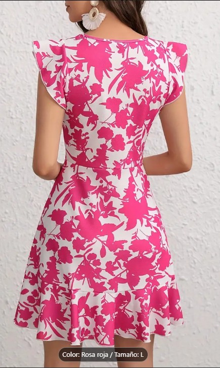 Vestido Estampado floral con mangas - reverso